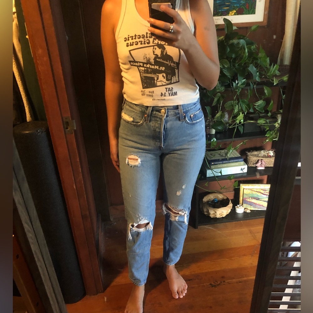 Levi’s ripped wedgie jeans